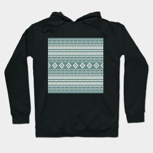 Aztec Cream on Teal Mixed Motifs Pattern Hoodie